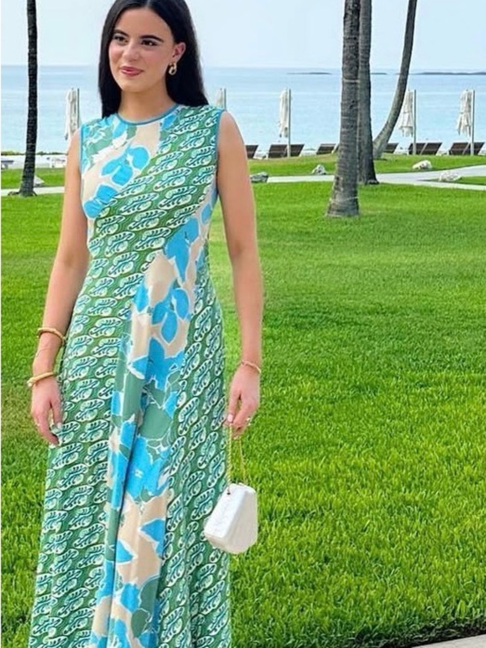 Diane Von Furstenberg Turquoise and Green Floral Maxi Dress - Picture 2 of 4